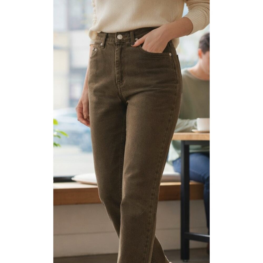 LEE Olive Denim Riveted Straight Leg Mom Jeans – Women’s Size 8 Vintage